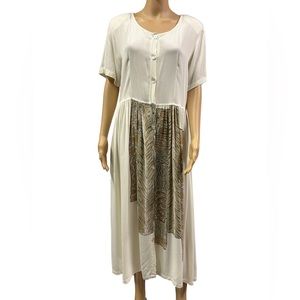 Casual Studio Vintage Shell Button Front Short Sleeve Dress with Pockets Medium